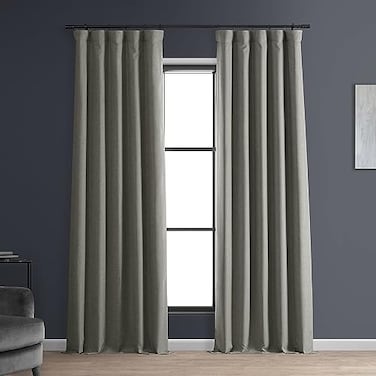HPD Half Price Drapes Solid Thermal Insulated Blackout Curtains for Bedroom 50 X 96 Signature Linen Window Treatment Curtain 1 Panel FLCHFMBO2012996 Destination Slate