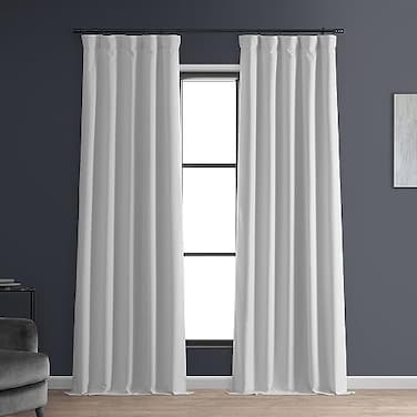 HPD Half Price Drapes Solid Thermal Insulated Blackout Curtains for Bedroom 108 Inches Long Curtain 1 Panel Signature Blackout Linen Window Curtains for Living Room 50W x 108L Mission White