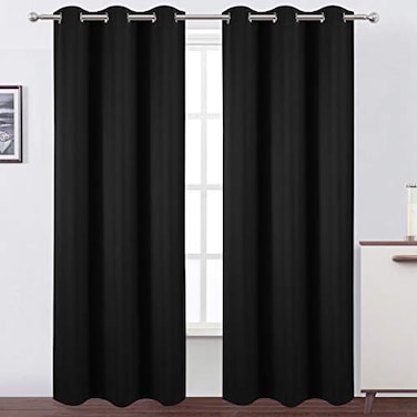 LEMOMO Black Thermal Blackout Curtains42 x 95 InchSet of 2 Panels Room Darkening Curtains for Bedroom
