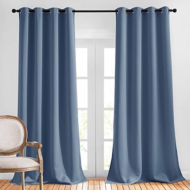 NICETOWN Light Blocking Curtains and Drapes Extra Long 120 Grommet Room Darkening Thermal Insulated Solid Grommet Window Treatment for HallVilla Stone Blue 2 Panels 52 W by 120 L