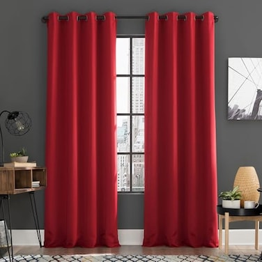 Sun Zero Soho Blackout Energy Efficient Grommet Curtain Panel Pair 54 x 96 Red 2pack