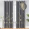 Estelar Textiler Dark Grey Blackout Curtains 96 inches Long 2 Panels for Living Room Thermal Insulated Window Curtains with Grommet Light Blocking Palm Leaf Blackout Dreaps for Bedroom 52Wx96L