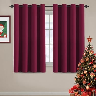 H.VERSAILTEX HVERSAILTEX Blackout Curtains for Christmas Thermal Insulated Window Treatment Curtain 54 inch Length Energy Saving Solid Grommet Top Blackout Drape One Panel Burgundy Red 52 W x 54 L