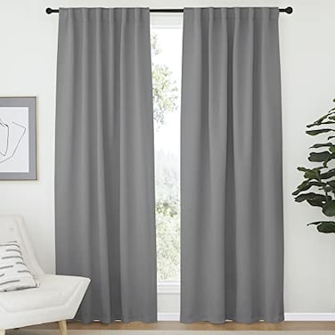 NICETOWN Blackout Curtain Panels Window Draperies Silver Grey Color 52x84 inch 2 Pieces Insulating Room Darkening Blackout Drapes for Bedroom
