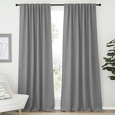 NICETOWN Blackout Curtain Panels Window Draperies Silver Grey Color 70x95 inch 2 Pieces Insulating Room Darkening Blackout Drapes for Bedroom