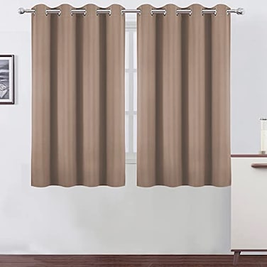 LEMOMO Cappuccino Blackout Curtains52 x 45 Inch Length Set of 2 Panels Grommet Short Bedroom Curtains