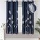 Estelar Textiler Window Blackout Curtains 63 Inch Long Silver Palm Tree Printed Light Blocking Drapes for Bedroom Navy Blue 42Wx63L 2 Panels