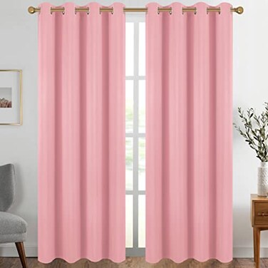 Diraysid Pink Grommet Blackout Curtains for Bedroom Thermal Insulated Room Darkening Curtains Drapes 52 x 84 2 Panels