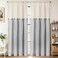 BLEUM CADE Farmhouse Curtains for Living Room Boho Rustic Bedroom Curtains with Buttons Cotton Linen Grey Stripe Country Window Curtain Panels Back Tab Drapes for Windows 52 x 84 Inch 2 Panels