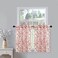 VOGOL Red Leaf Print Tier Curtains Linen Textured Rod Pocket Curtain Panels for Small Kitchen Bathroom Windows Light Filtering Drapes for Living Room 30 x 24 Inches 2 Pieces
