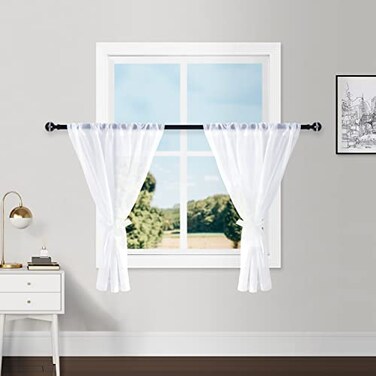 Hiasan White Sheer Curtains for Kitchen 36 inch Length Rod Pocket Light Filtering Voile Drapes Rod Pocket Small Half Window Curtains for Bedroom Living Room W36 x L36 2 Drape Panels