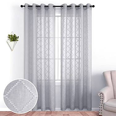 KOUFALL Light Grey Curtains 108 Inches Long for Living Room Semi Sheer Light Filtering Curtains for Bedroom 52x108 Inch Length Gray