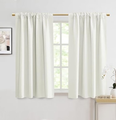 PANELSBURG Black Out Curtains 48 Inch Long 34 W x 48 Length Thermal Insulated Short Blackout Drapes for Bedroom Small Window 2 Panel Set Cream Ivory Off White