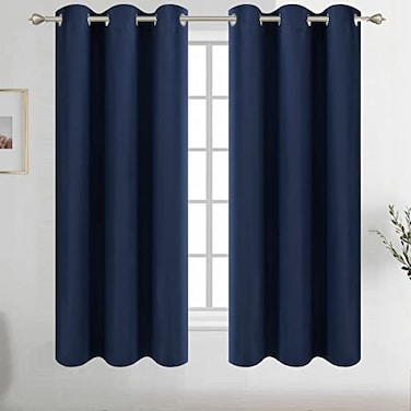 Diraysid Navy Blue Grommet Blackout Curtains for Bedroom Thermal Insulated Room Darkening Curtains Drapes 38 x 54 inch 2 Panels