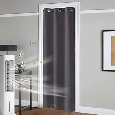 RYB HOME Blackout Doorway Curtains for Bedroom Rustproof Grommets Door Curtain Privacy Thermal Insulated Room Divider Temporary Door for Closet Kitchen Storage Room Grey W42 x L80 inches 1 Panel