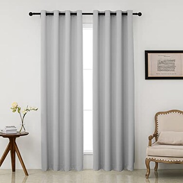 Pickluc Grommet Blackout Curtains 84 Inches Long 2 Panels Thermal Insulated Drapes for Bedroom Noise Reduction Privacy Protection Light Grey 52 Wide x 84 Length