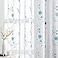 HOMEIDEAS White and Blue Embroidered Floral Sheer Curtains 63 Inch Length 2 Panels Flower Pattern Semi Sheer Window Curtains for Bedroom Living Room
