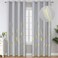 Estelar Textiler Light Grey Blackout Curtains 84 Inches Long Gold Palm Tree Pattern Light Gray Curtains Light Blocking Thermal Insulated Grommet Window Drapes for Bedroom 52Wx84L 2 Panels