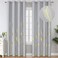Estelar Textiler Light Grey Blackout Curtains 84 Inches Long Gold Palm Tree Pattern Light Gray Curtains Light Blocking Thermal Insulated Grommet Window Drapes for Bedroom 52Wx84L 2 Panels