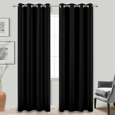 KOUFALL 90 Inch Long Blackout Curtains for BedroomBlack Out Extra Long Window Treatments Thermal Darkening Two Double Full Total Light Blocking Curtains for Living Room90 Length 2 Panels Set Grommets