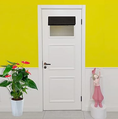 E-HAO EHAO French Small Front Door Window Curtain 26 w x 20 L Washable Door Curtain with Adhesive Hook and Loop Fastener Strip Black