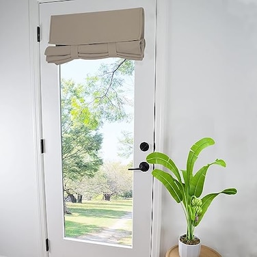 WdFour French Door Curtain Blackout Thermal Insulated Door Window Cover for FrontSide Doors Noise Reducing Energy Saving Mocha 25x70 Inches 1 Panel