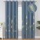 Estelar Textiler Stone Blue Blackout Curtains for BedroomRoom Darkening Gold Palm Tree Pattern Curtains 84 Inches LongLight Blocking Thermal Insulated Window Drapes for Living Room52Wx84L2 Panels