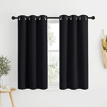 NICETOWN Black Out Cafe Curtains 48 inch Long 2 Panels Burg Solid Thermal Insulated Grommet Light Reducing Curtains Drapes for BathroomNursery W37 x L48 2 Panels