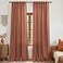 KOUFALL Boho Curtains for Bedroom 2 PanelsRust Color Rod Pocket Sheer Bohemian Curtains for Living Room96 Inches Long 2 Panel Set