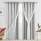 Hiasan Silver Grey Blackout Curtains with Sheer 84 Inches Long Thermal Insulated Double Layer Room Darkening Curtains for Bedroom Living Room 2 Window Drape Panels with Tiebacks 60W X 84L