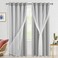 Hiasan Silver Grey Blackout Curtains with Sheer 84 Inches Long Thermal Insulated Double Layer Room Darkening Curtains for Bedroom Living Room 2 Window Drape Panels with Tiebacks 60W X 84L