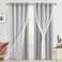 Hiasan Silver Grey Blackout Curtains with Sheer 84 Inches Long Thermal Insulated Double Layer Room Darkening Curtains for Bedroom Living Room 2 Window Drape Panels with Tiebacks 60W X 84L