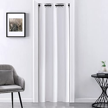 XTMYI Closet Curtain for Open Closet Blackout Privacy Easy Install Thermal Grommt Door Curtain for Doorways White 34 W x 80 L