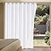 H.VERSAILTEX HVERSAILTEX Linen Blackout Curtains Durable Thick Textured Linen Look 100 Blackout Patio Door Curtain Anti Rust Grommet Extra Wide Sliding Door Curtain Panel W100 x L84 inch White