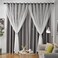 Loyala Star Double Layer Blackout Curtains for Bedroom Kids Cute 96 Inches Long 2 Panels Set Grey 42 X 96 Inches
