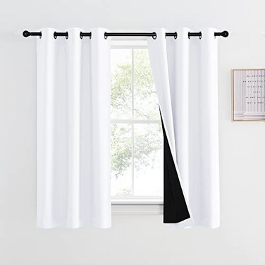 NICETOWN 100 Blackout Curtain 54 inches Long DoubleDeck Completely Blackout Window Treatment Thermal Insulated Lined Drape for Small Window White 1 PC 42 inches Width Each Panel