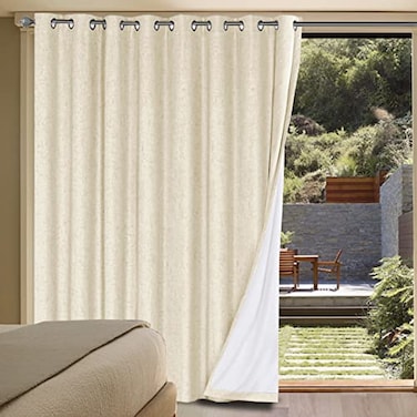 H.VERSAILTEX HVERSAILTEX Linen Blackout Curtains Durable Thick Textured Linen Look 100 Blackout Patio Door Curtain Anti Rust Grommet Extra Wide Sliding Door Curtain Panel Bleached Sand W100 x L84 inch