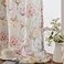 SUOUO Pink and Orange Floral Semi Sheer Curtains Linen Textured for Living Room 96 inches Long Patterned Grey Lotus for Dining Bedroom 2 Panels
