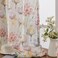 SUOUO Pink and Orange Floral Semi Sheer Curtains Linen Textured for Living Room 96 inches Long Patterned Grey Lotus for Dining Bedroom 2 Panels