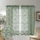 OVZME Sage Green Small Sheer Curtains 45 Inch Length 2 Panels Set Light Filtering Soft Airy Cafe Curtains Dual Rod Pocket Design Leaf Bird Jacquard Farmhouse Window Drapes for Kitchen 2x38Wx45L