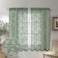 OVZME Sage Green Small Sheer Curtains 45 Inch Length 2 Panels Set Light Filtering Soft Airy Cafe Curtains Dual Rod Pocket Design Leaf Bird Jacquard Farmhouse Window Drapes for Kitchen 2x38Wx45L