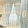 Amidoudou 1 Pair European Double Layer Curtains with Valances for Living Room Bedroom Luxury 3D Flower Embroidered Curtains Blue52x90 Inch