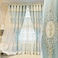 Amidoudou 1 Pair European Double Layer Curtains with Valances for Living Room Bedroom Luxury 3D Flower Embroidered Curtains Blue52x90 Inch