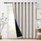 jinchan 95 Blackout Boho Curtain 84 Inches Long for Bedroom 1 Panel Extra Wide Printed Curtain Black on Beige Geometric Grommet Top Thermal Insulated Window Drape