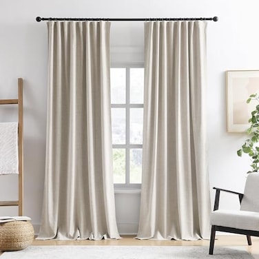 RAIN CITY Extra Long Blackout Curtains 140 Inches LongCustom Length High Ceiling Tall Draperies for Large Windows Living Room Back Tab Rod Pocket with Hooks50 x 140in Beige 2PCs