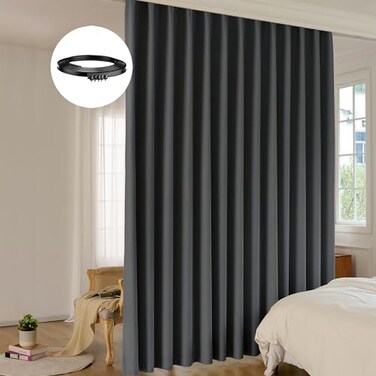 LuminBarrier Room Divider Curtain Sets with Bendable Ceiling Track 95 Blackout Total Privacy Ceiling Track Curtains Floor to Curtains Track Kits 833 ft Wide x 7 ft Tall Black 1 Panel