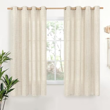 YoungsTex Rustic Linen Curtains 63 Inch Length 2 Panels for Living Room Window Light Filtering Drapes with Bronze Grommet Thick Textured for Country Bedroom 52 x 63 Inch