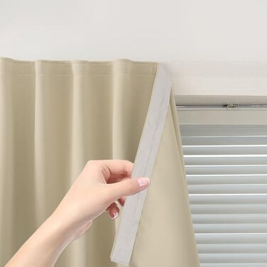 Sovtfides Self Adhesive Portable Blackout Curtains for Bedroom Easy to Install Window Thermal Lnsulated Kitchen Room Darkening Small Window Curtains Cortinas Para Cuarto 35W X 79L Beige 1 Panel
