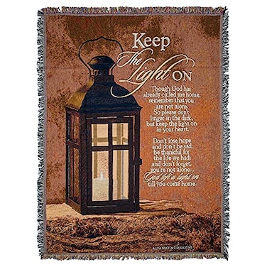 Dicksons Keep the Light on Lantern on Red 52 x 68 All Cotton Tapestry Throw Blanket