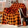 BEAUTEX Halloween Blanket Sherpa Plaid Throw Blankets Fuzzy Fluffy Cozy Soft Throws Fleece Flannel Plush Microfiber Blanket Halloween Fall Decor for Couch Bed Sofa50 X 60 Orange